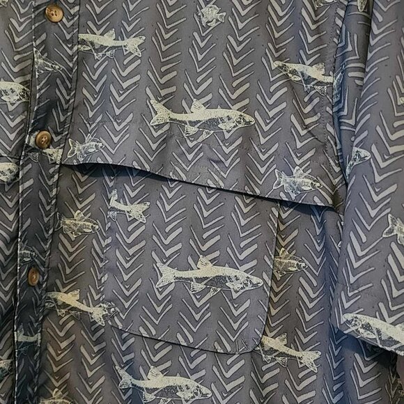 EUC Men's Chaps Shark Button Down (L) - Picture 3 of 4